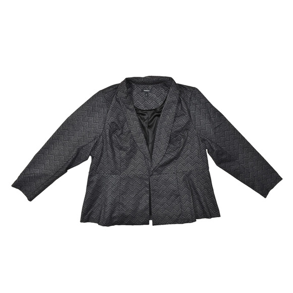Torrid Women's Plus Size 3 Black Chevron Lurex Peplum Blazer - Picture 1 of 8